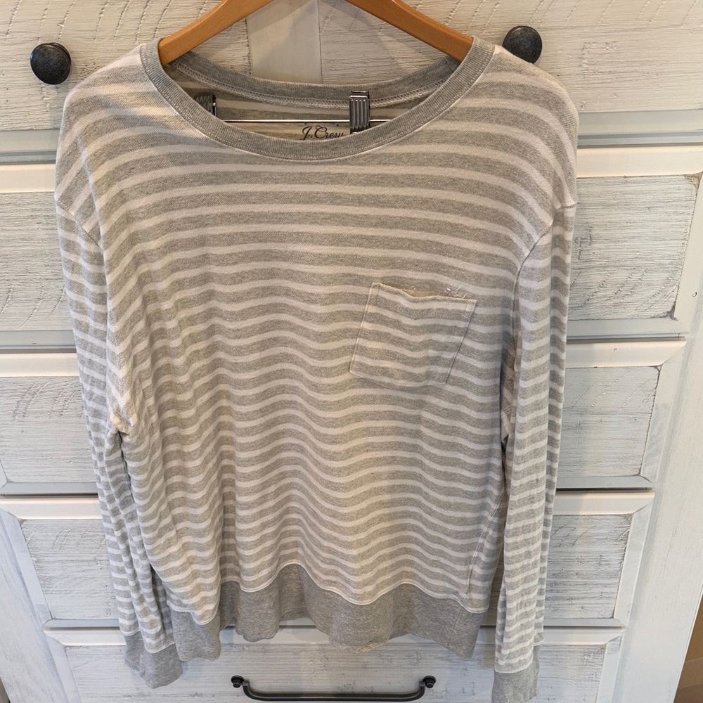 J. Crew Light Gray Striped Top